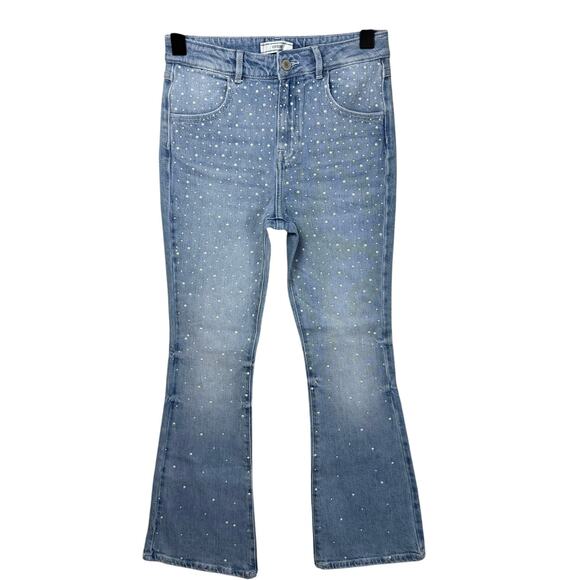 GUESS Big Girls Denim Flare with All-Over Heat Seal Pearls Pants Size 12 - Picture 3 of 8